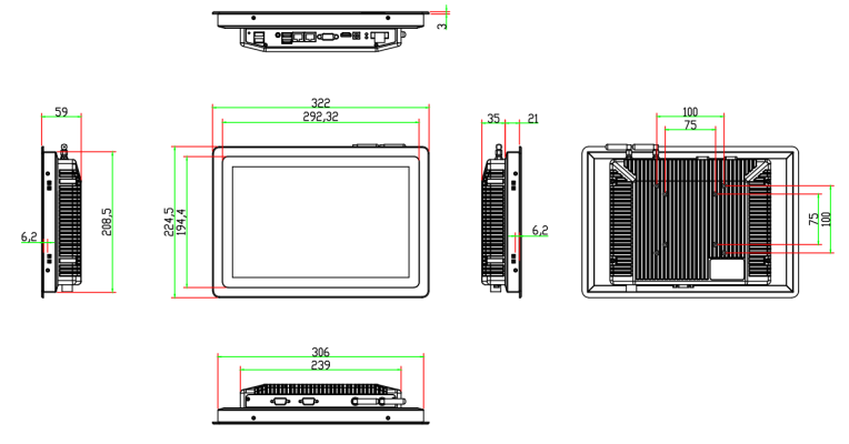 12.1" panel industri pc